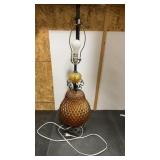 Amber Glass Table Top Lamo, Approx 30? Tall,