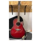 Ovation Electric Acoustic Red Guitar w/ Hard Case