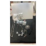 Miscellaneous group of silvertone jewelry