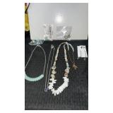 Group of lady costume necklaces and earrings