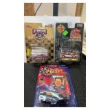 3 new on card racing champions,  1/64 scale