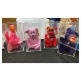 4 beanie babies in plastic  containers princess