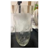 Heritage House, floral etched glass, vase  11?