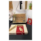 2 white owl advertising cigar boxes and Prince