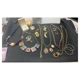 Group of gold tone jewelry