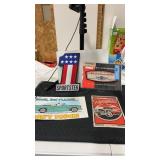 Harley Davidson patches, Snoopy, sign and more