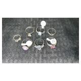 7 silver tone womanï¿½s rings