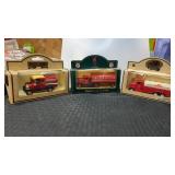 Texaco, Shell, and Chevron diecast vehicles in