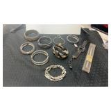 Miscellaneous silvertone bracelets