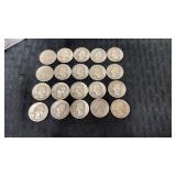 20.  Mixed date silver quarters