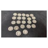22 Silver Quarters , Various Years