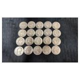 20.  Mixed dates silver quarters