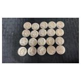 20.  Mixed dates silver quarters