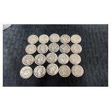 20.  Mixed date. Silver quarters