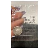 1944 silver mercury dime, sealed in plastic