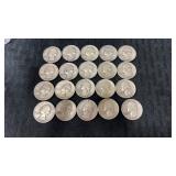 20   1954-1959 silver quarters