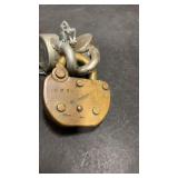 3 Railroad Padlocks Locked Together No Keys,