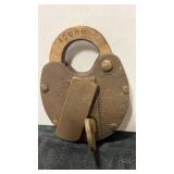 Vintage cast brass RAILROAD  padlock and key