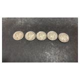 5 1940s Mercury Dimes