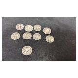 9 Standing Liberty Quarters, Dates Worn