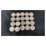 20. Mixed dates silver quarters