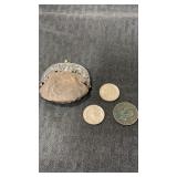 Group of foreign coins and coin purse 1861 Italy