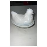 Small White milk, glass, nesting, hen dish