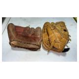 2 Vintage Baseball Gloves Spaulding & Hiawatha