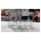 Atomic starburst clear glass pitcher applied