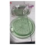 2 Uranium Glass Plates, 8 3/8', 1 has small chip