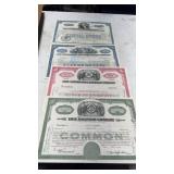 4 Vintage Railroad Stock Certificates