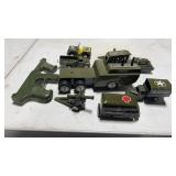 9 Vintage Metal Military Army Toys, Mostly Japan