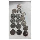 Group of (16).  $8 value  Kennedy half dollars.