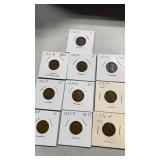 (10)  mixed date wheat  cents