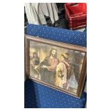 Framed religious print, signed by artist