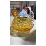 Yellow and orange large nesting hen candy dish