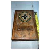 WWI Antique Wood Hand Carved Box Iron Cross Crown