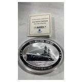 Silver plated. Pearl Harbor battleship row coin.