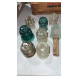 8 glass insulators  some chipping
