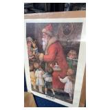 Father Christmas with children poster/print