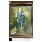 Framed little boy blue picture 17.5 x 13.5'