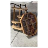 Wooden curio shadow box and wooden shelf