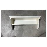 White wooden shelf approximately  30 x 13.5 x 9'