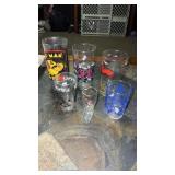 Miscellaneous glasses and shot glass pac man,