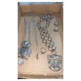 Miscellaneous women's silver tone, necklaces, and