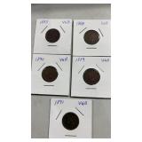 (5) Indian head cent 1883, 1888, 1890, 1889 and