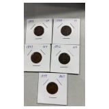 (5) Indian head cent 1899, 1898, 1893, 1892 and