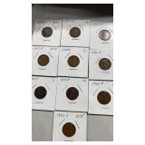 (10) mixed date wheat pennies