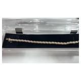 Marked 925. Gold tone pearl and cubic Zonia