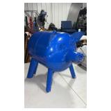 Large metal blue piggy bank approximately 18 x